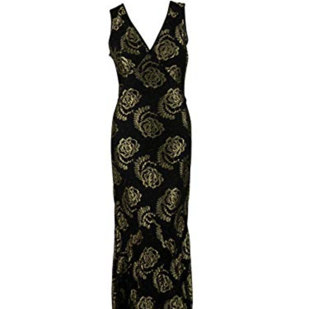 Impulse Womens Lace Metallic Cocktail Dress Black